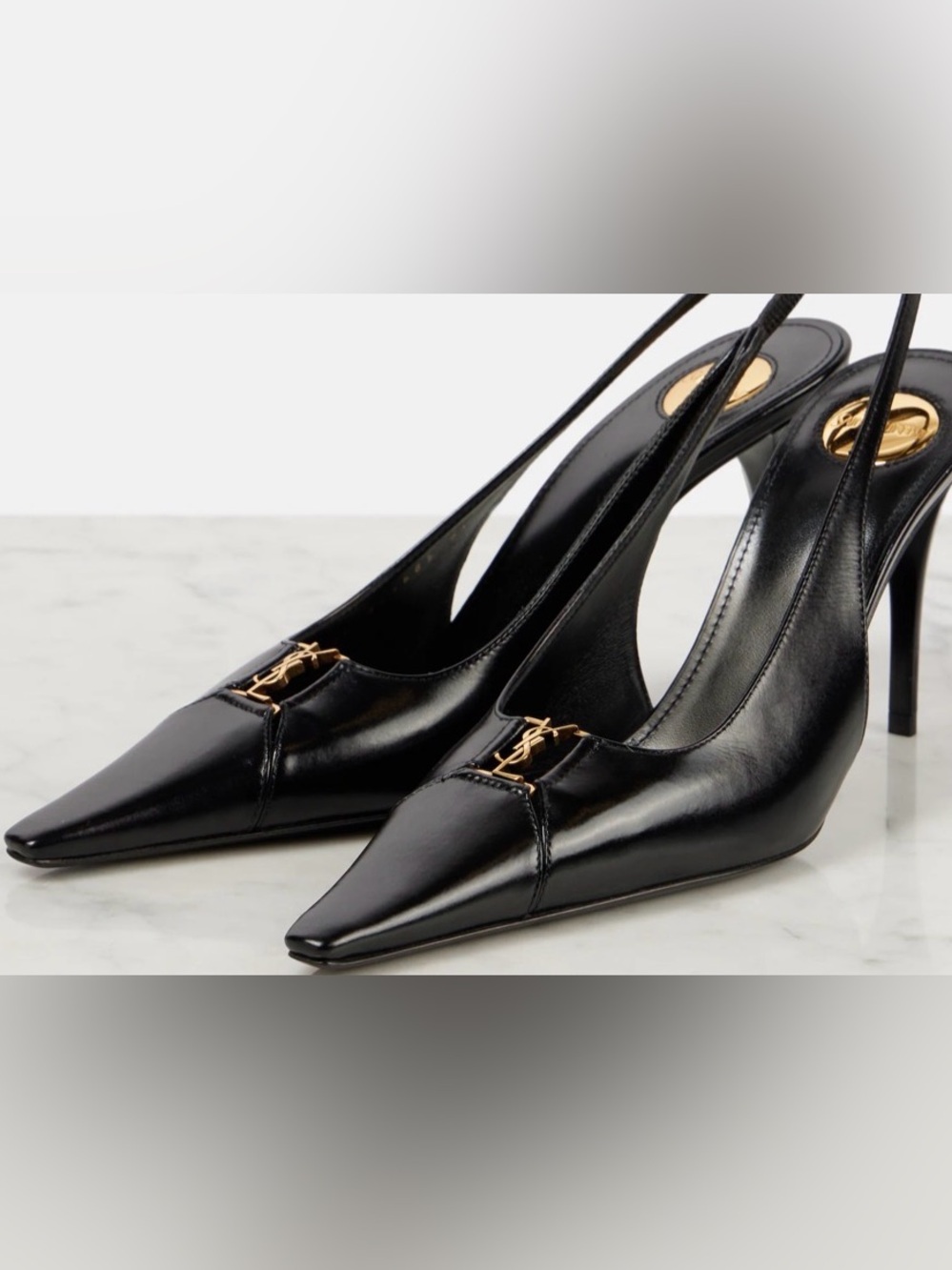 YSL Babylone Breteuil 90 leather slingback pumps